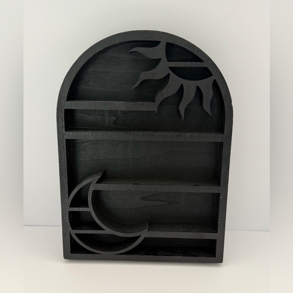 Black Decorative Sun & Moon Wall Shelf - trinket shelf - Home Wall Decor
